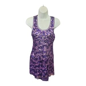 Purple Sequin Sleeveless Tank Top Size M